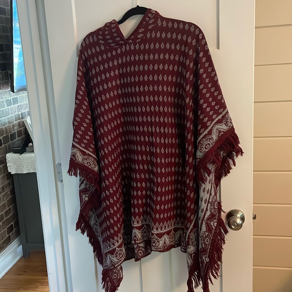 Hooded poncho sweater